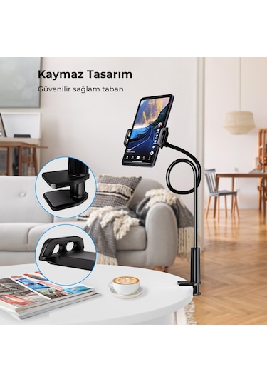Juo 90 Cm Akrobat Esnek Tablet Ve Telefon Tutucu Stand Siyah Siyah