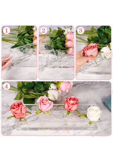 2 Akrilik Vazo Seti Dikdörtgen Şeffaf Çiçek Masa Centerpieces, Dize Işıkları İle Ev Düğün Masa Süslemeleri İçin 14 İnç Uzun Dikdörtgen Akrilik Vazolar Şeffaf