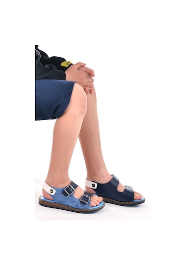 Kiko Şb 2330-39 Orto Pedik Erkek Çocuk Sandalet Terlik Lacivert - (421856529) Lacivert