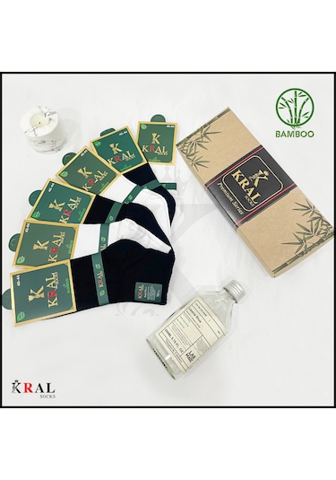 Kral Socks Erkek Çorap 6 Çift Dikişsiz Yazlık Bambu Kısa Patik Kutulu Set