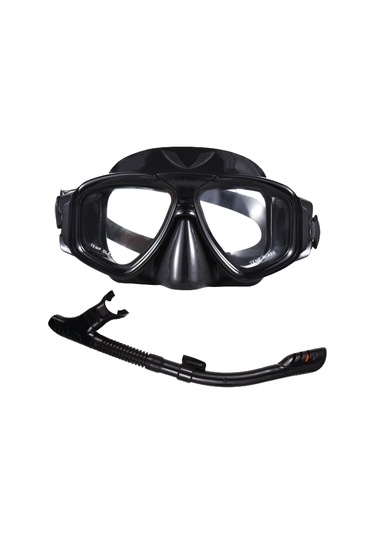 Neevoyu Yetişkinler İçin Tam Kurutucu Sörf Seti - Anti-bulutlu Camlı Maske Ve Silikon Kayışlı Tüp, Siyah Siyah