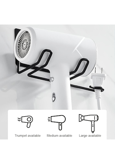 Gümüş 1 Adet Saç Kurutma Makinesi Tutucu, Duvara Monte Saç Kurutma Makinesi Tut Tip, Kurutma Makinesi Banyo-Bornoz Askısı 56406550 Gümüş