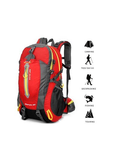 Wezone 40l Dayanıklı Seyahat Sırt Çantası - Hafif, Kompakt Ve Çok Amaçlı Kırmızı