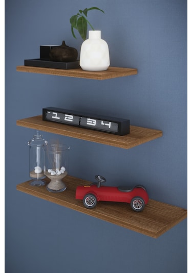 Dekorfim DF05102BR 3'lü Dekoratif Raf Duvar Rafı