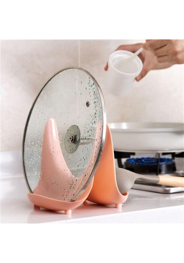 Pembe Çok Fonksiyonlu Organizatör Raf Kaşık Dinlenme Tencere Tava Kapağı Raf Standı Mutfak Tutucu Aracı Mutfak Eşyası Pot Tutucular Tava Kapağı Tutucu Pembe