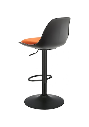 Bürocci Nadya Bar Sandalyesi - Turuncu Deri - Mat Siyah Ayaklı - 9537y0123 Turuncu