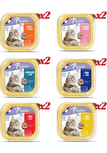Plaisir 6'lı Süper Karışık Kedi Yaş Maması Paketi 12 X 100 Gr