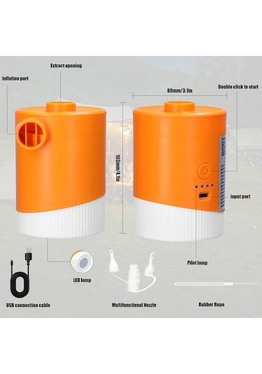 Supermarket1 Taşınabilir 5000pa Usb Şarjlı Şişirme Pompası - Kompakt Hava Yatağı Pompa Hs-8406