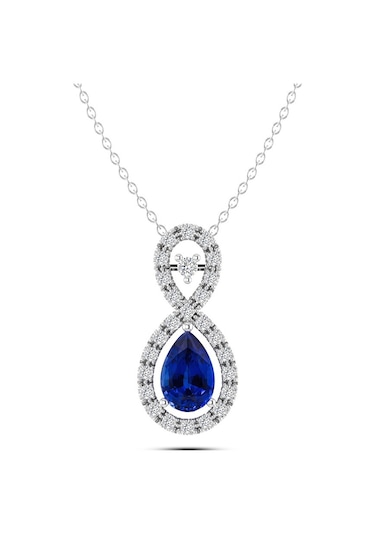 Pırlantalı Safir Sonsuzluk Kolye