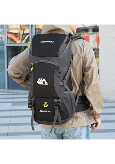 Weikani-50l Suya Dayanıklı Yürüyüş Sırt Çantası Açık Spor Sırt,siyah Siyah