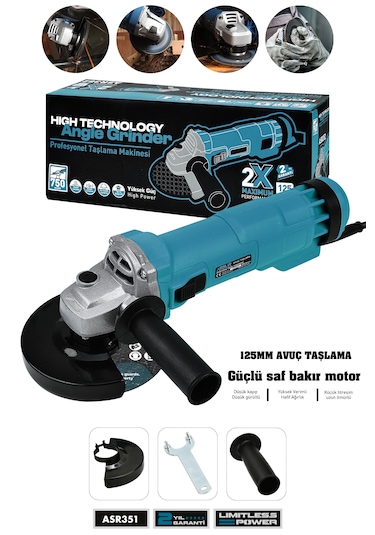 Assur ASR351 750 W 125 MM Avuç Taşlama Spiral Mavi