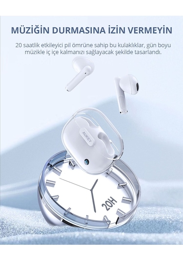 Aukey EP-M2-WH 13mm Sürücülü Bluetooth 5.3 Ipx4 Kablosuz Kulaklık
