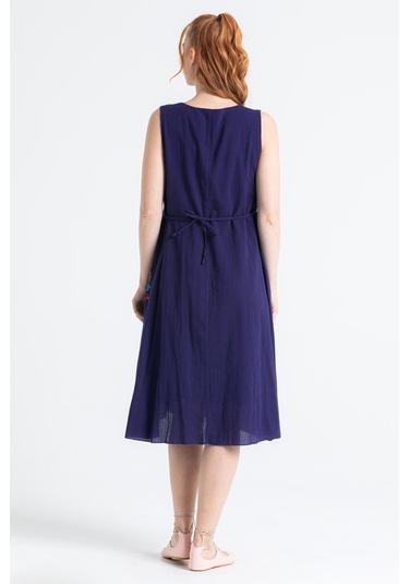 Kolsuz Şile Bezi Mehtap Midi Boy Elbise Mor Mor-mor