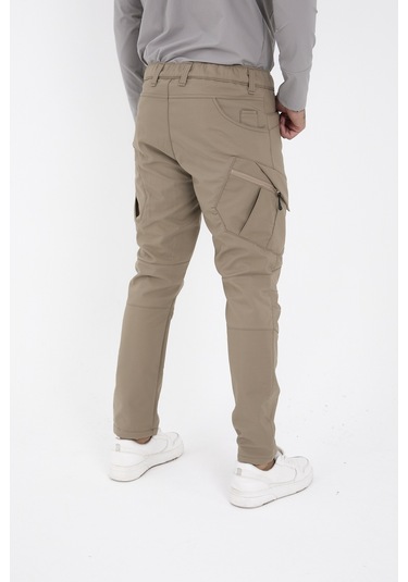 Camp Scoutland Camp593 Outdoor Softshell Su Ve Rüzgara Dayanıklı içi Polarlı Kışlık Erkek Bej Taktik Pantolon Bej