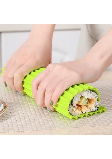Yeşil Profesyonel Sınıf Silikon Hatta Suşi Ruloları Oluşturun Dıy Gıda Haddeleme Pirinç Haddeleme Makinesi Kek