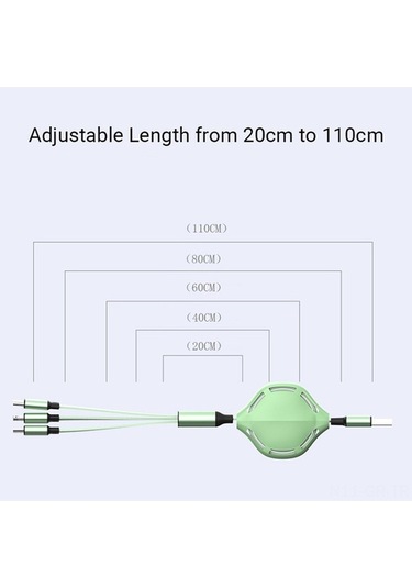3'ü 1 Arada Şarj Kablosu - Lightning/type-c/micro Usb - 3.6ft Esnek & Hızlı Şarj