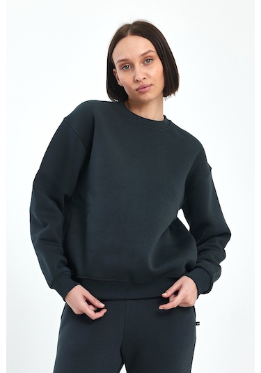 Odda Bisiklet Yaka Sweatshirt Füme