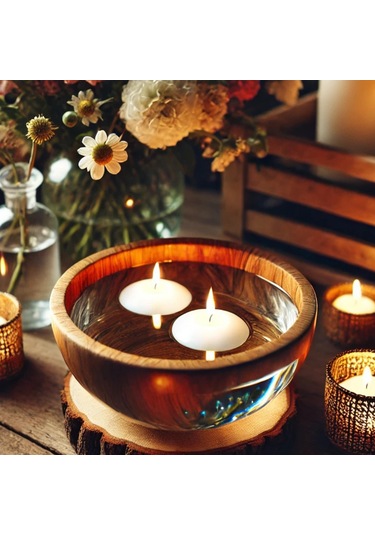 50 Li Paket Çap 3,5 Cm Beyaz Yüzen Mum Beyaz - Beyaz