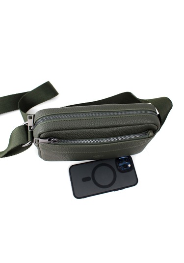 Unisex Haki Renk Orta Boy Askılı Postacı Omuz Çantası Haki