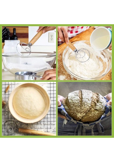 3 Adet Danimarka Hamur Çırpıcı Çifti, Mutfak, Pişirme, Ahşap Saplı Paslanmaz Çelik Manuel Kendin Yap İçin Premium Karıştırma Çırpıcı Aleti