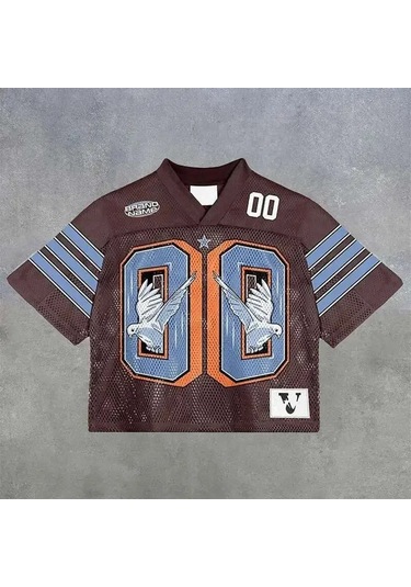 Snapbuy 2025 Y2k Retro Amerikan Futbol Forması Nefes Alan Streetwear Tişörtfildişierkek Fildişi