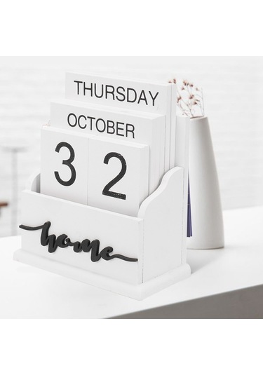 Ahşap Midye Kabuğu Masa Bloğu Takvim Hafta Ay Tarih Gösterimi