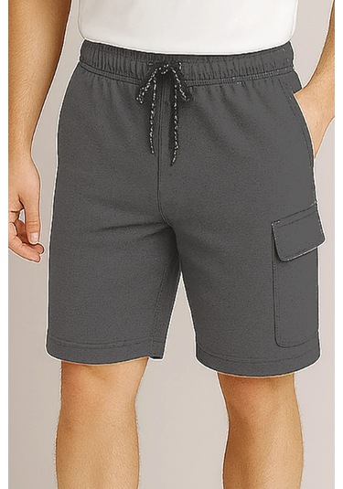 Kargo Cepli Pamuklu Erkek Şort Füme