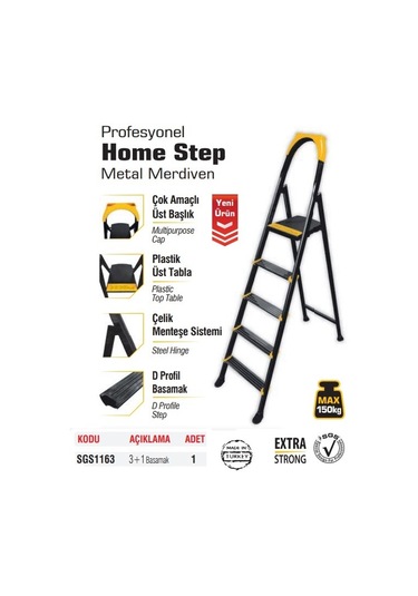 Sgs 3+1 Basamaklı Metal Merdiven Homestep Sgs1163