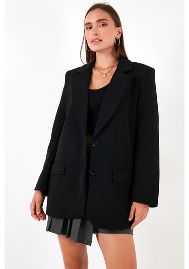 Lela Relaxed Fit Mono Yaka Cepli Blazer Bayan Ceket 611Bc00132 Siyah