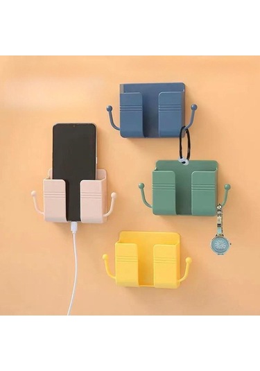 Homyl Duvara Monte Telefon Tutucu Modern Depolama Rafı Pembe