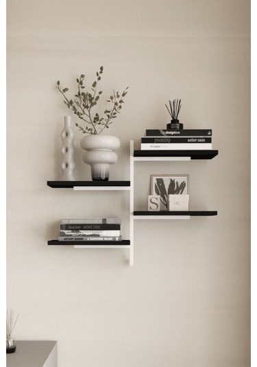 Aju 4 Katlı Duvar Rafı Metal Çerçeveli Dekoratif Kitaplık Ve Raf Ünitesi Modern Tasarıım Beyaz