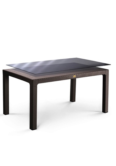 4 Kişilik Bahçe Balkon Masa Takımı 70x120 Cm Camlı Masa Set