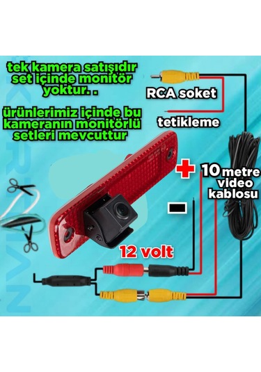 2006-2013 Arası Ford Transit Fren Lambası Arka Görüş Kamerası 12v