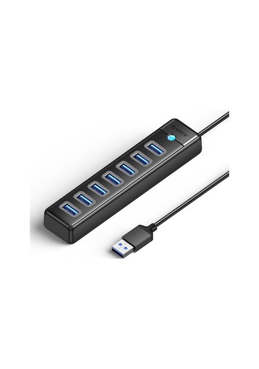 Yunboo Orico Siyah 7 Port Usb 3.0 Hub - 5gbps Hızlı Veri Transferi, 5v3a Sabit Besleme, Usb-a Girişi, 1m Kablolu Pw7u-u3