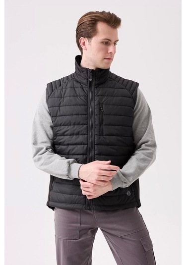 Erkek Kışlık Şişme Yelek Hafif Ve Sıcak Nepeta Bomber Suya Siyah