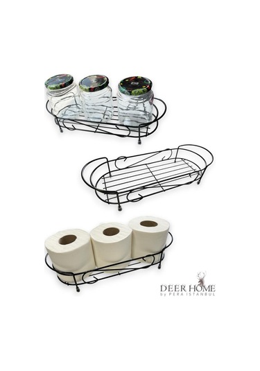 Paslanmaz Siyah Tezgah Üstü Banyo Mutfak Düzenleyici Raf Siyah