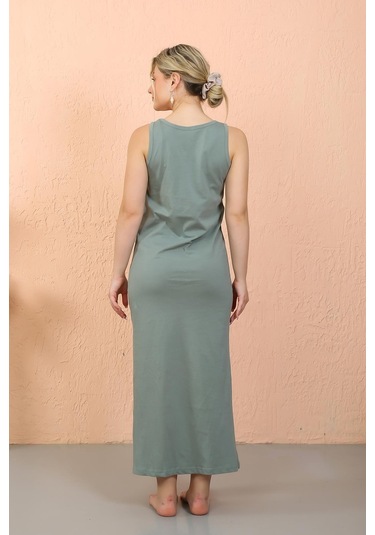 Akbeniz Kadın Kalın Askılı Yırtmaçlı Uzun Mint Yeşili Gecelik 90110-mint Yeşili Mint Yeşili