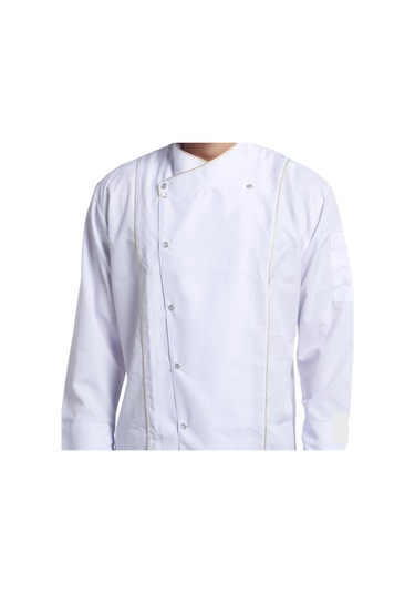 Aşçı Ceketi Beyaz Uzun Kol Altın Biyeli T Model