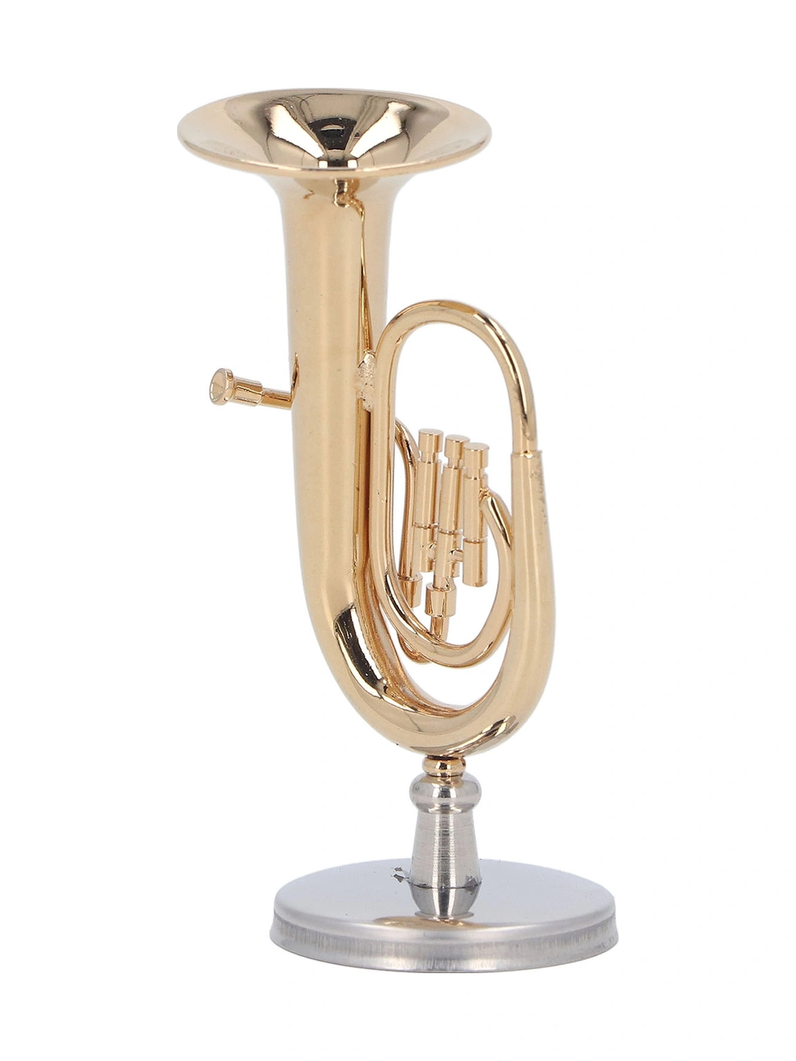 Wezone Minyatür Altın Kaplama Pirinç Tuba Modeli - Müzik Severlere Hediye Masaüstü Dekorasyonu Kutu Ve Taban İle 6 Cm