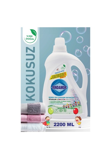 % 100 Doğal Bitkisel Bebek Sıvı Çamaşır Deterjanı - Kokusuz 2200 ML