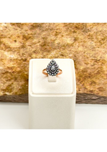 Elmas Montür Rosegold Damla Gümüş Set Takım - Lvrset11 Rose Gold