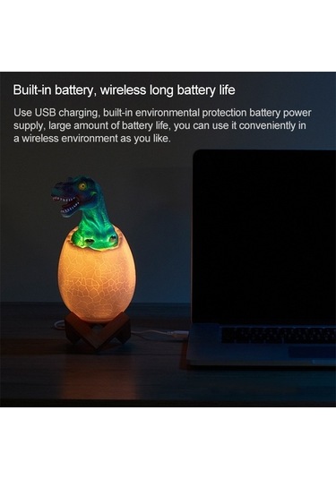 Ganzhoushop Yaratıcı Versiyon Uzaktan Kumandalı Tyrannosaurus Şekilli Renkli Dokunmatik Lamba, Gece Işığı Dekoratif 3d 16 Kg Çok Renkli