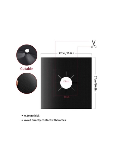 Teltree Yüksek Isıya Dayanıklı, Su Geçirmez Gaz Ocağı Koruyucu Ped - 8 Parça Siyah, Temizlik Kolaylığı