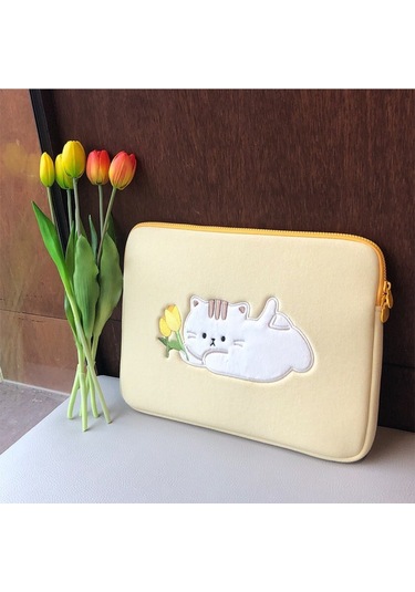 Xindoker 15 İnç Kedi Ve Lale Desenli Stylish Cihaz Koruyucu Laptop Tablet İç Çantası Diğer