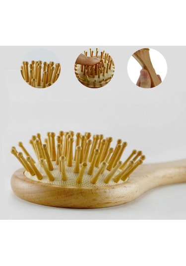 Suntek 3 Parça Ahşap Saplı Saç Fırçası Tarak Çocuklar