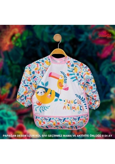 Uzun Kollu Mama ve Aktivite Önlüğü Jungle 6-24 Ay Pembe