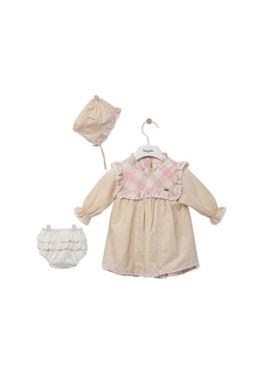Şapka Makosen Çorap Külotlu 5'li Kız Bebek Elbise Yenidoğan Hediye Seti 12608 001