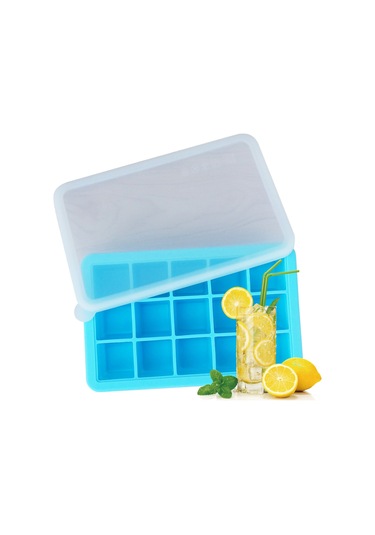 Dianziye Mavi Silikon Buzluk Kalıbı 15 Bölmeli, Çıkarılabilir Kapaklı, Kolay Buz Çıkarımı, Yemek Kalitesi, Ev Ve Restoran Kullanıma Uygun Çok Renkli