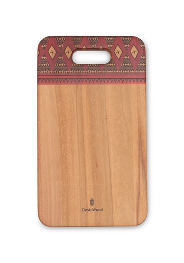 Yekpare Masif Ahşap Sunum Kesme Tahtası Desenli Kayın Medium 7