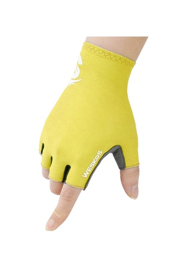 Açık Hava Sporları Yaz Bisiklete Binme Güneşten Korunma Yarım Parmak Eldivenleri -Sarı